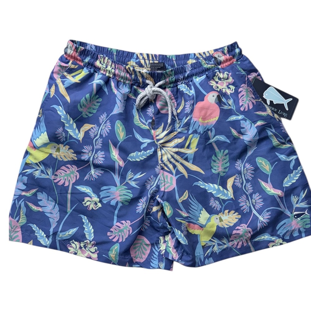 Southern Lure Mens Size Small‎ Purple Parrot Lined Board Shorts NWT